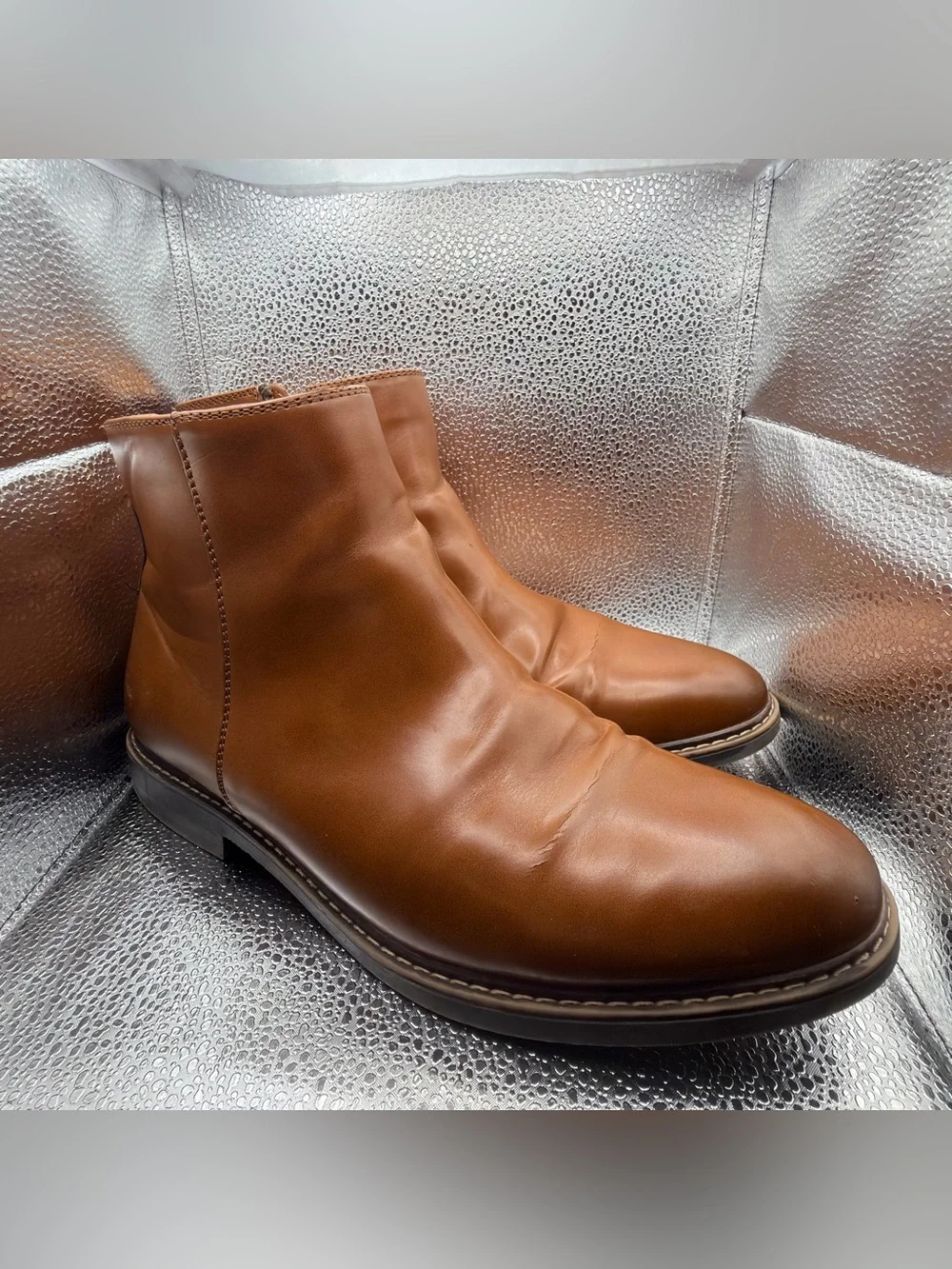 Kenneth Cole Reaction Ely Men's Tan Leather Chelsea Boots 10.5